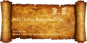 Mátits Barnabás névjegykártya